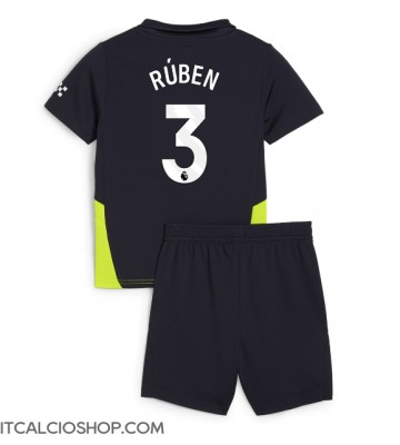 Manchester City Ruben Dias #3 Seconda Maglia Bambino 2024-25 Manica Corta (+ Pantaloni corti)